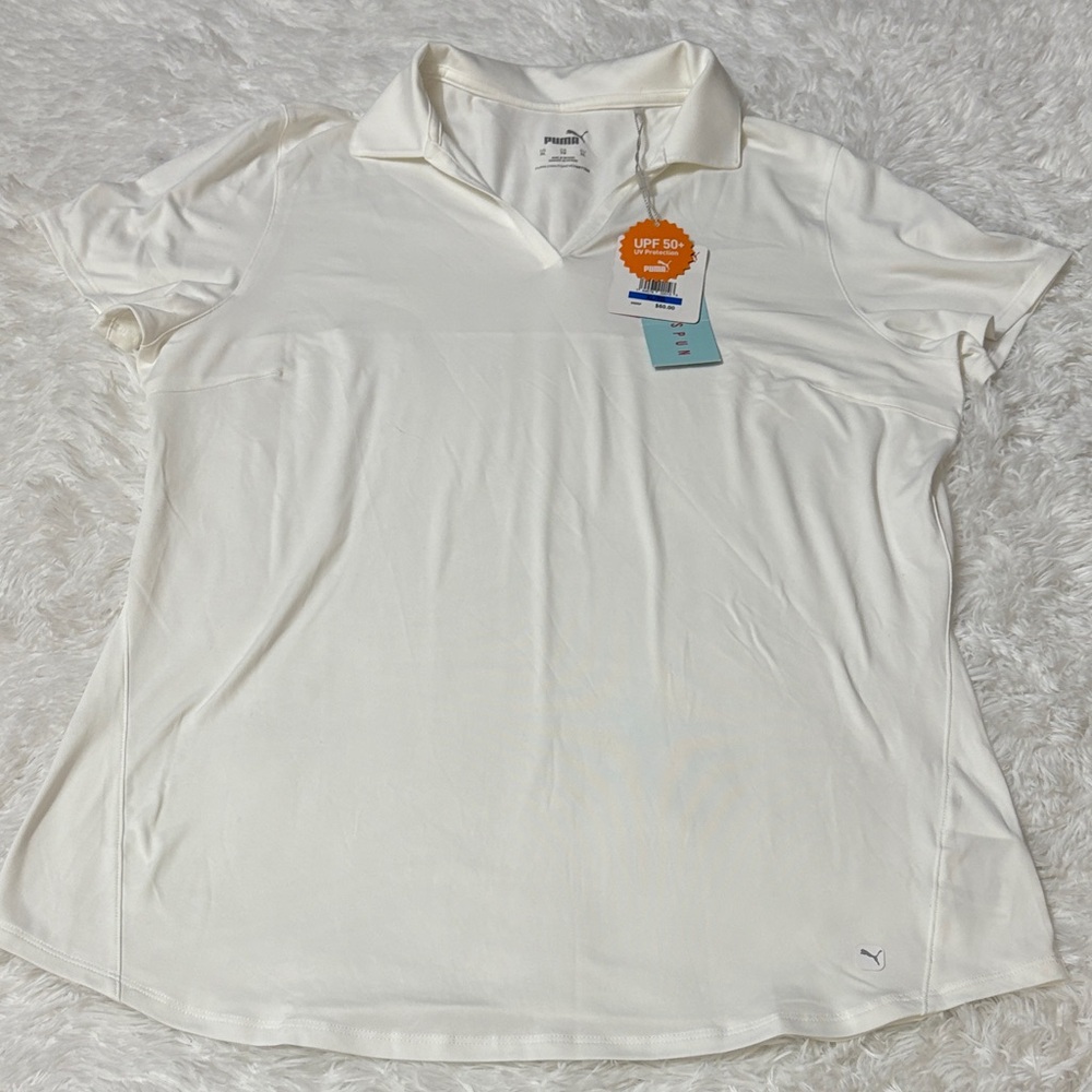 NWT Puma Bright White Short Sleeve Cloudspun Free Polo Size XL